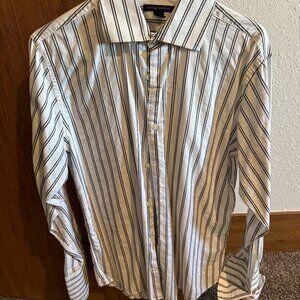 Banana Republic Dress/bar shirt white w/stripes cuff link cuffs button up M 15